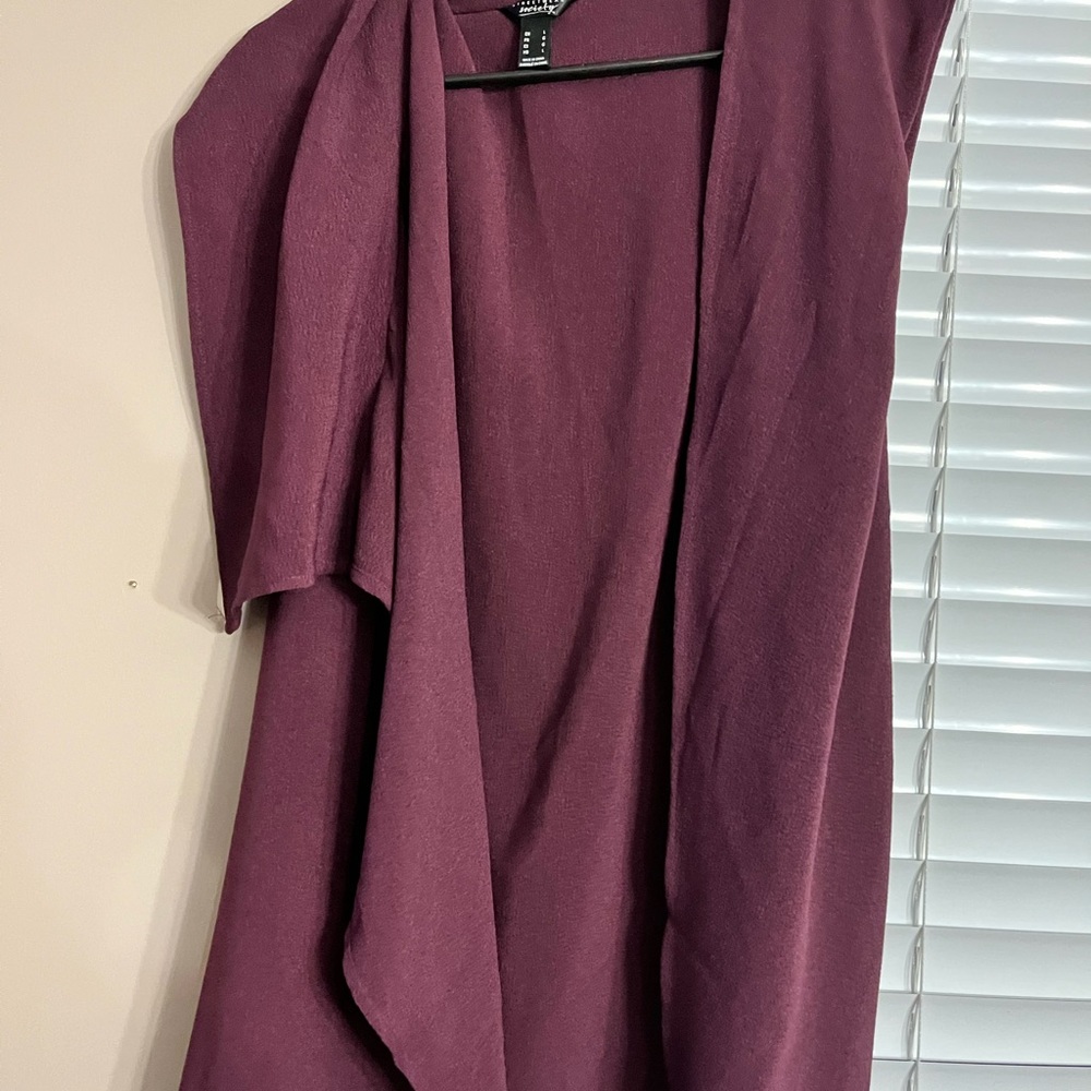 Burgundy flowy open vest size L